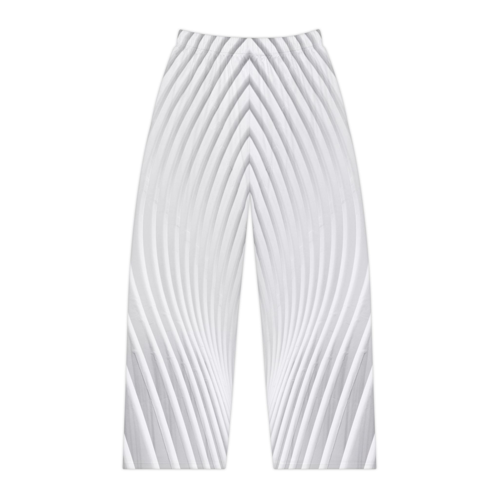 Geometric Wave Women's Pajama Pants — White Sculpted Pattern Loungewear - Image 2