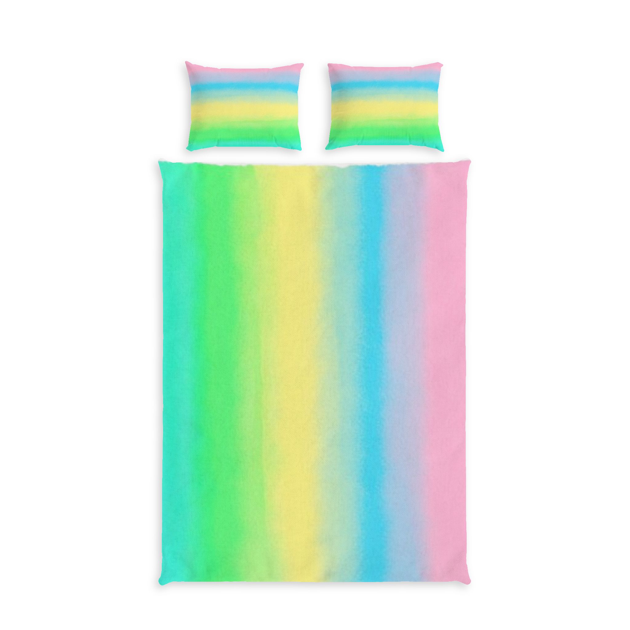 Pastel Rainbow Stripe Cotton Bed Set