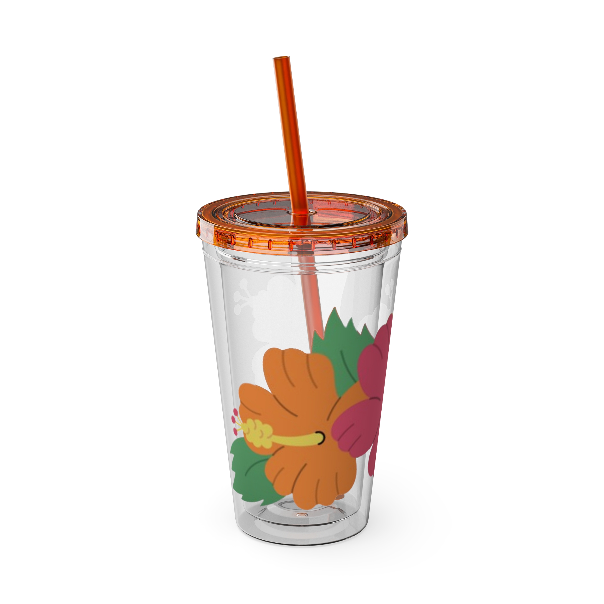 Tropical Hibiscus Sunsplash Tumbler with Straw | 16oz - Image 10
