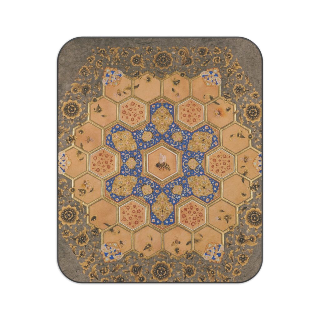 Bohemian Hexagon Mosaic Picnic Blanket — Vintage Floral Outdoor Throw