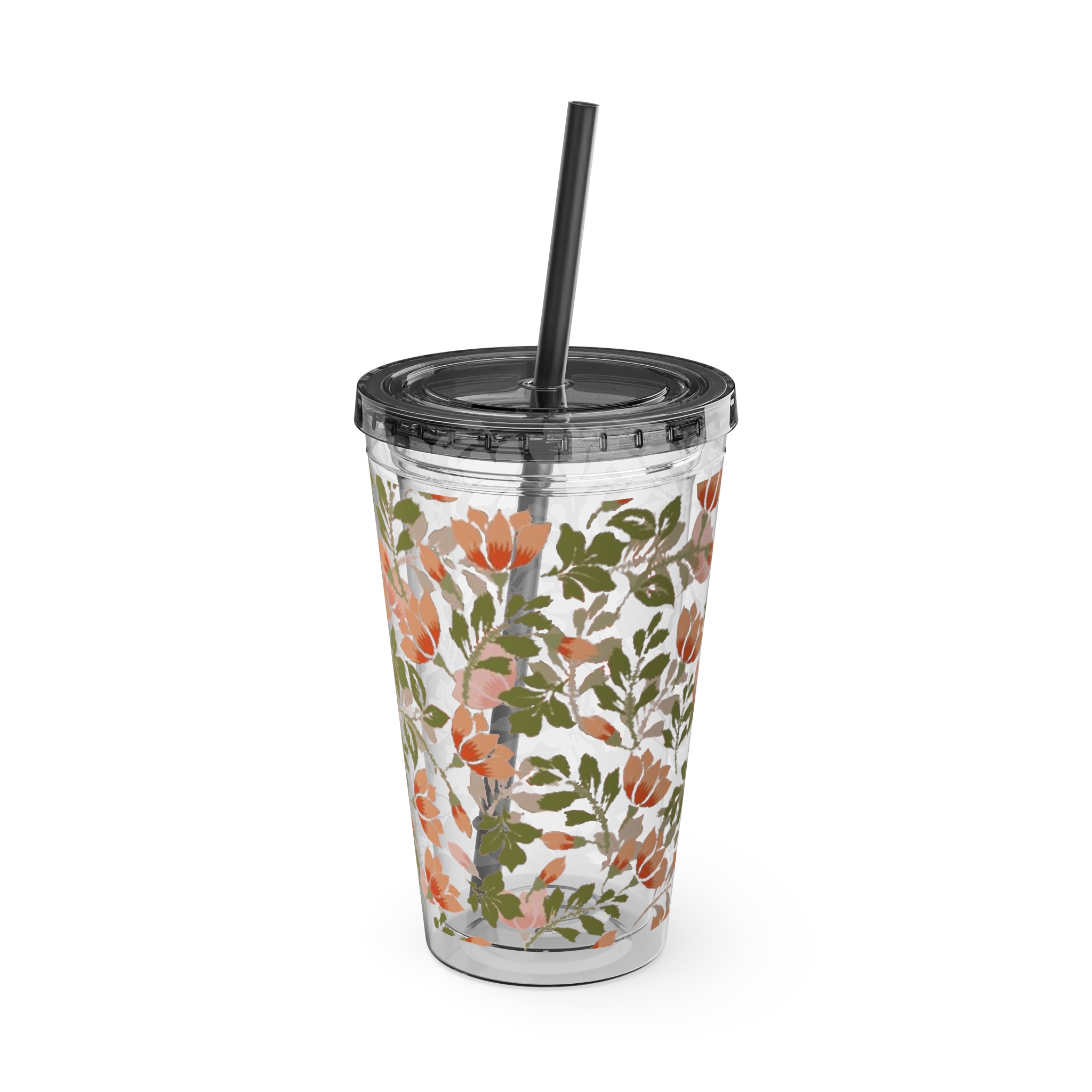 Floral Tumbler with Straw, 16oz - Image 8
