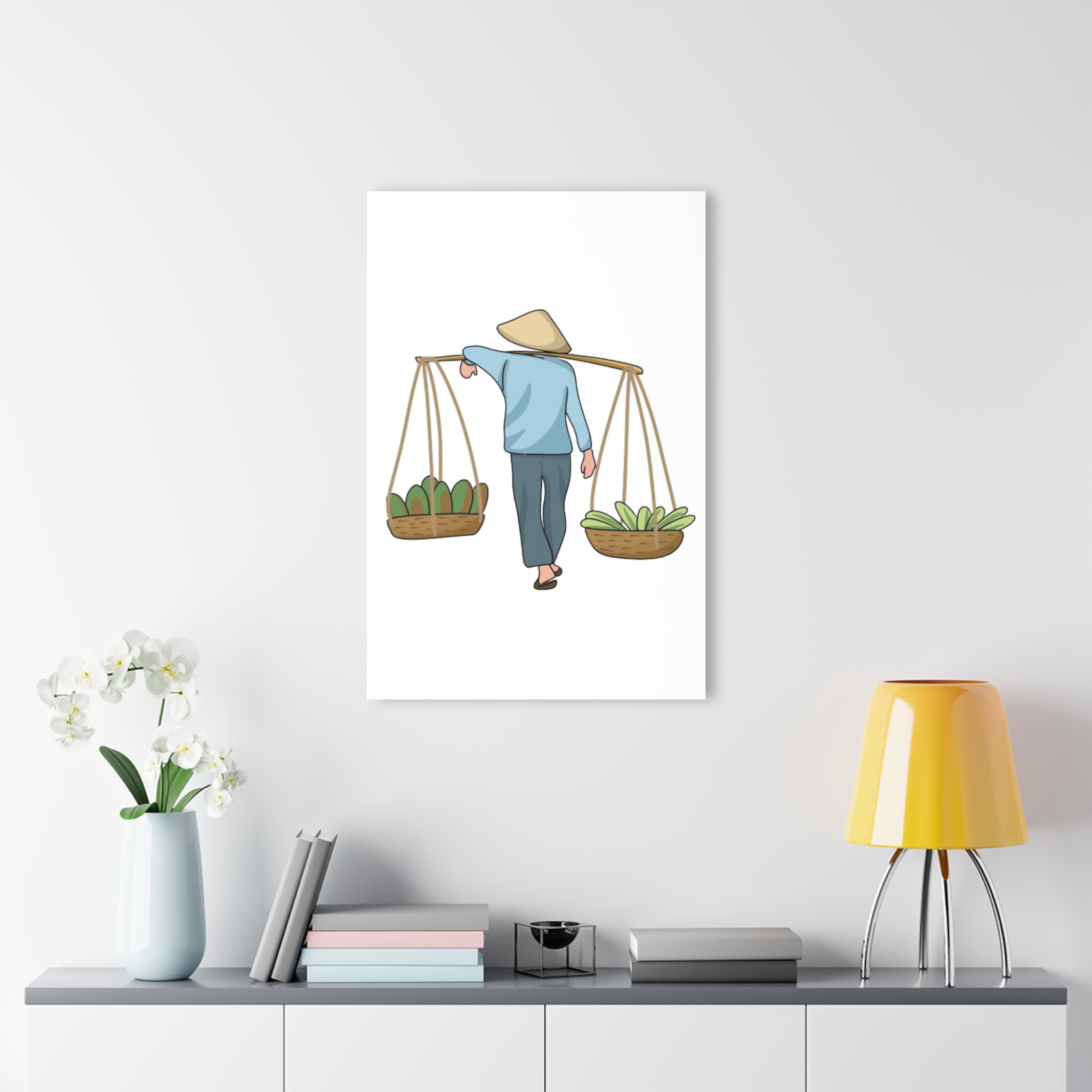 Acrylic Print — Vietnamese Market Vendor Illustration (French Cleat Hanging) - Image 12