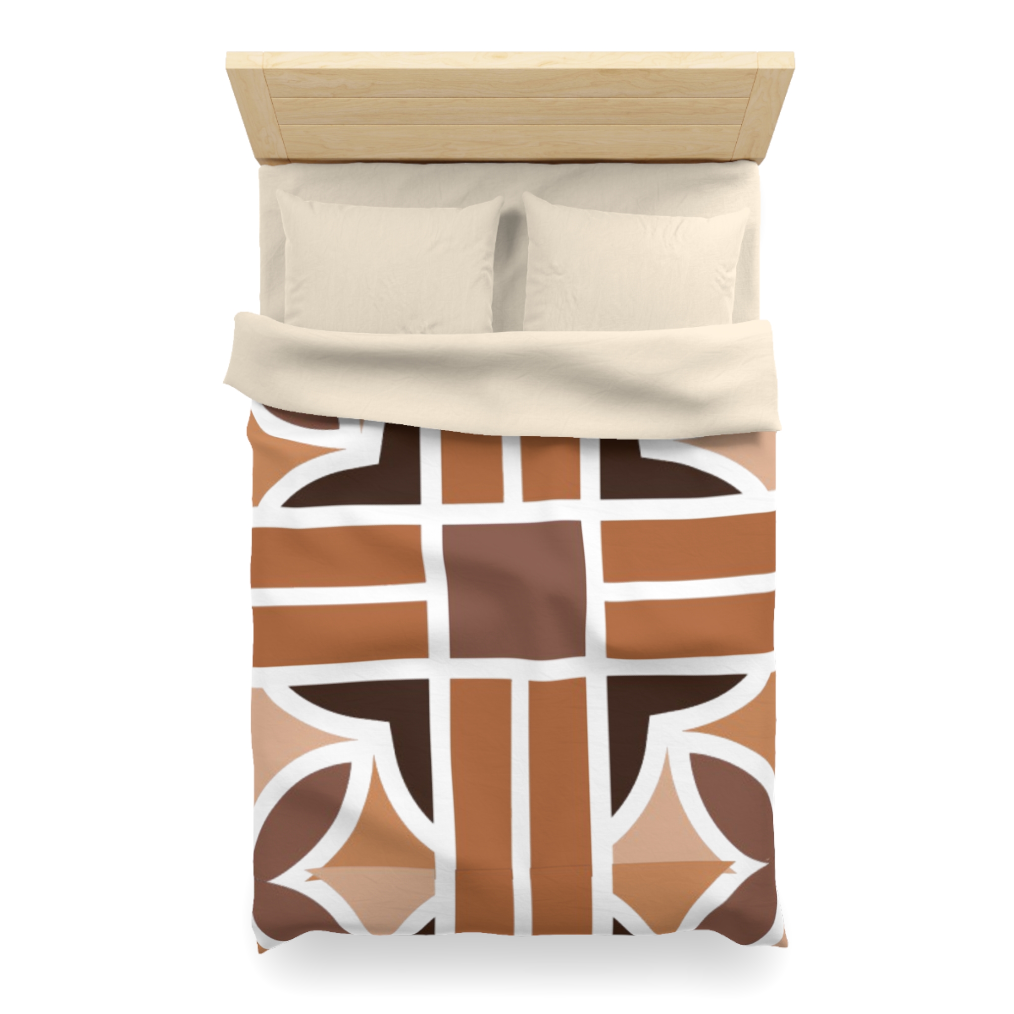 Geometric Brown Abstract Microfiber Duvet Cover - Image 20