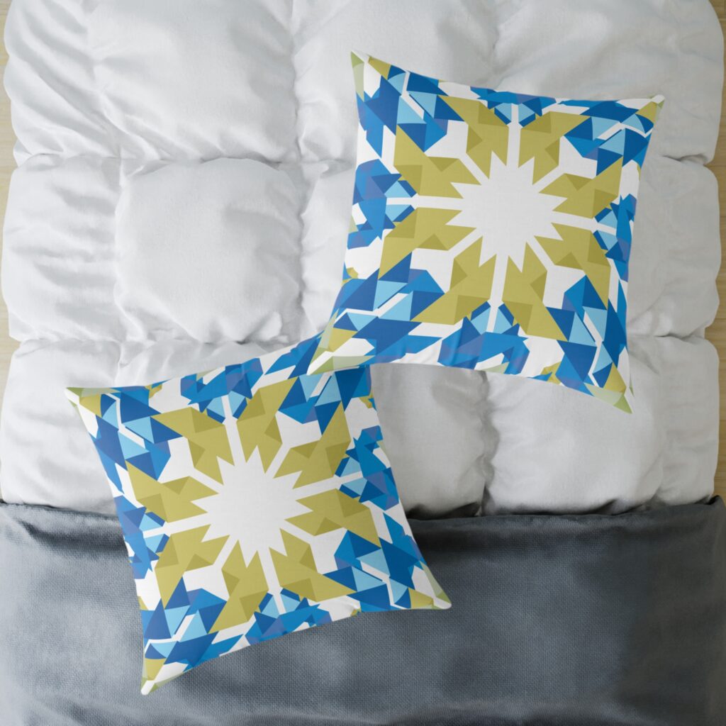 Geometric Snowflake Throw Pillow