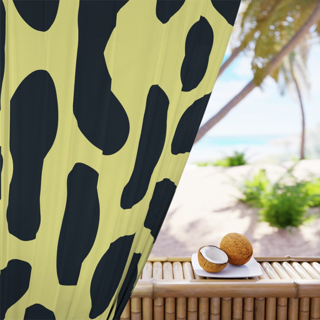 Green Leopard Print Window Curtain – Modern Animal Spot Drapery Panel