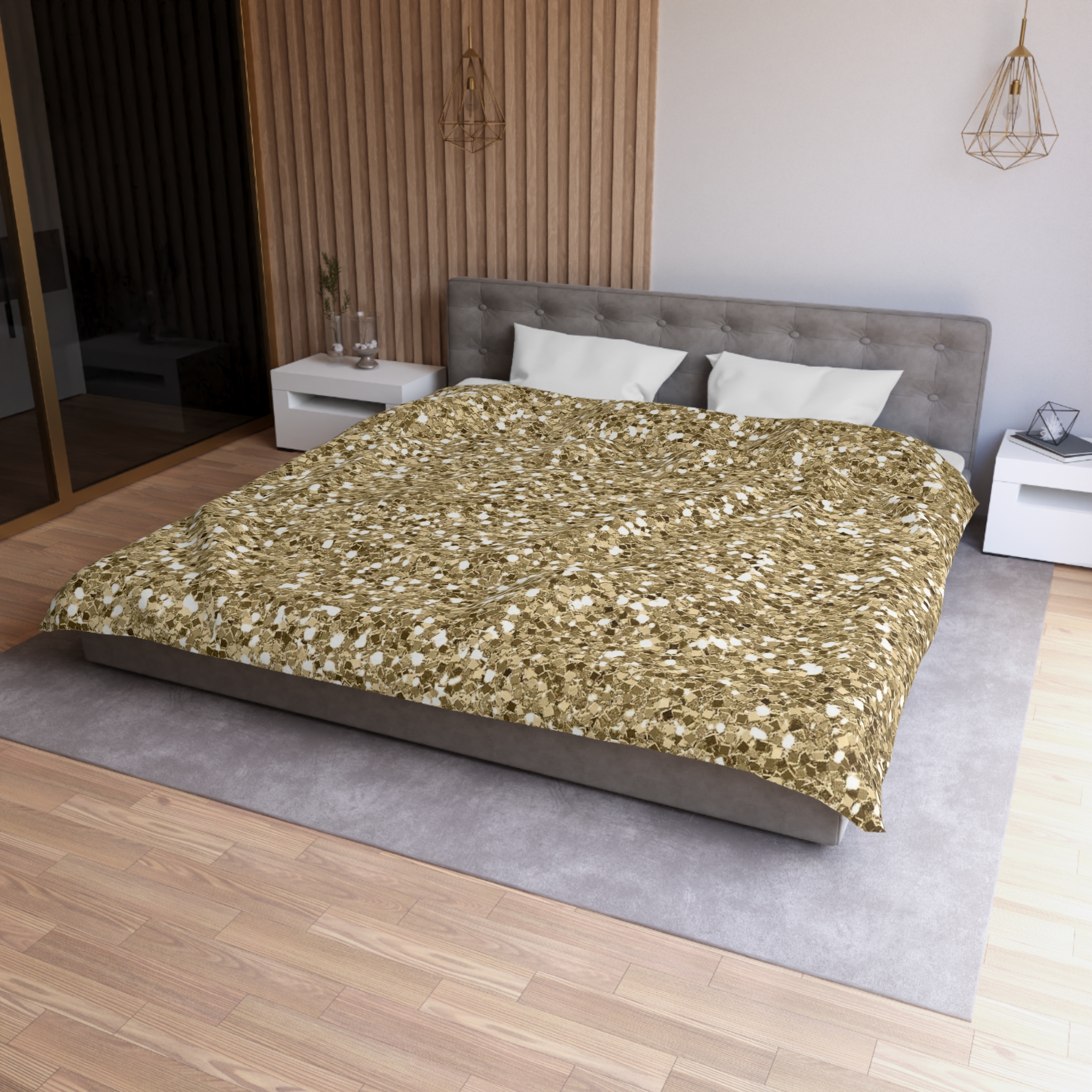 Gold Glitter Microfiber Duvet Cover — Sparkling Metallic Bedding - Image 18