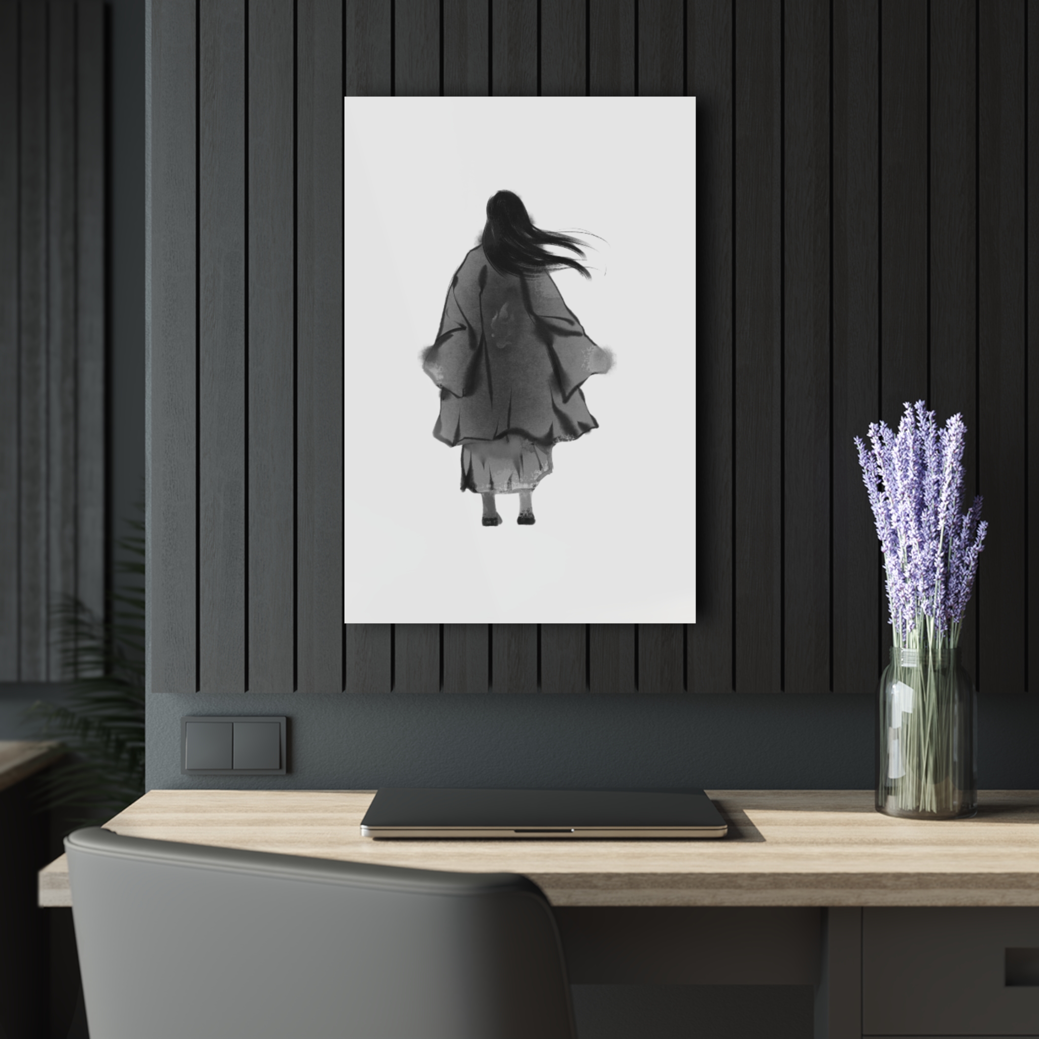 Acrylic Print — Minimalist Monochrome Woman Silhouette (French Cleat Hanging)