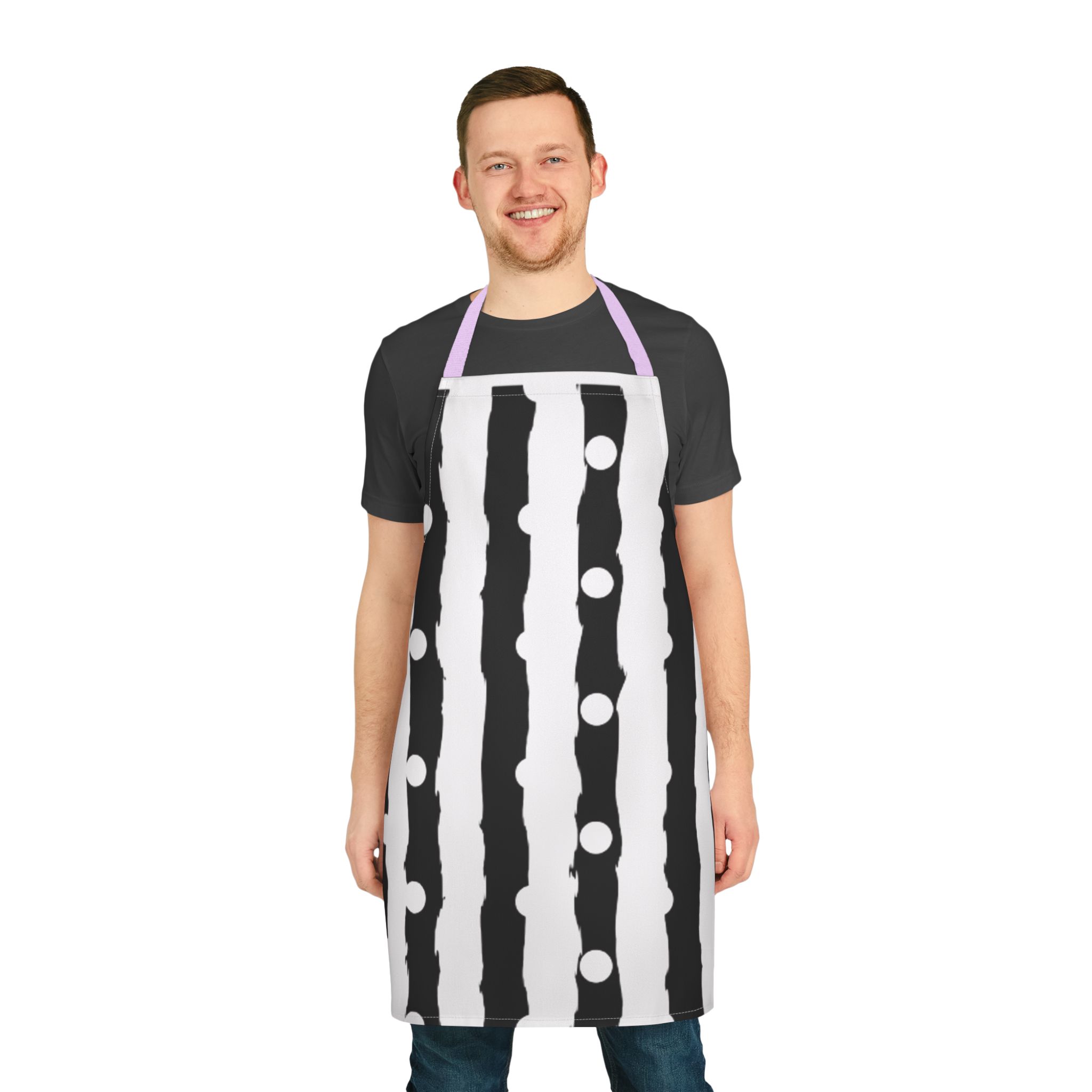 Monochrome Striped Dot Apron — Modern Black & White Kitchen Apron - Image 18