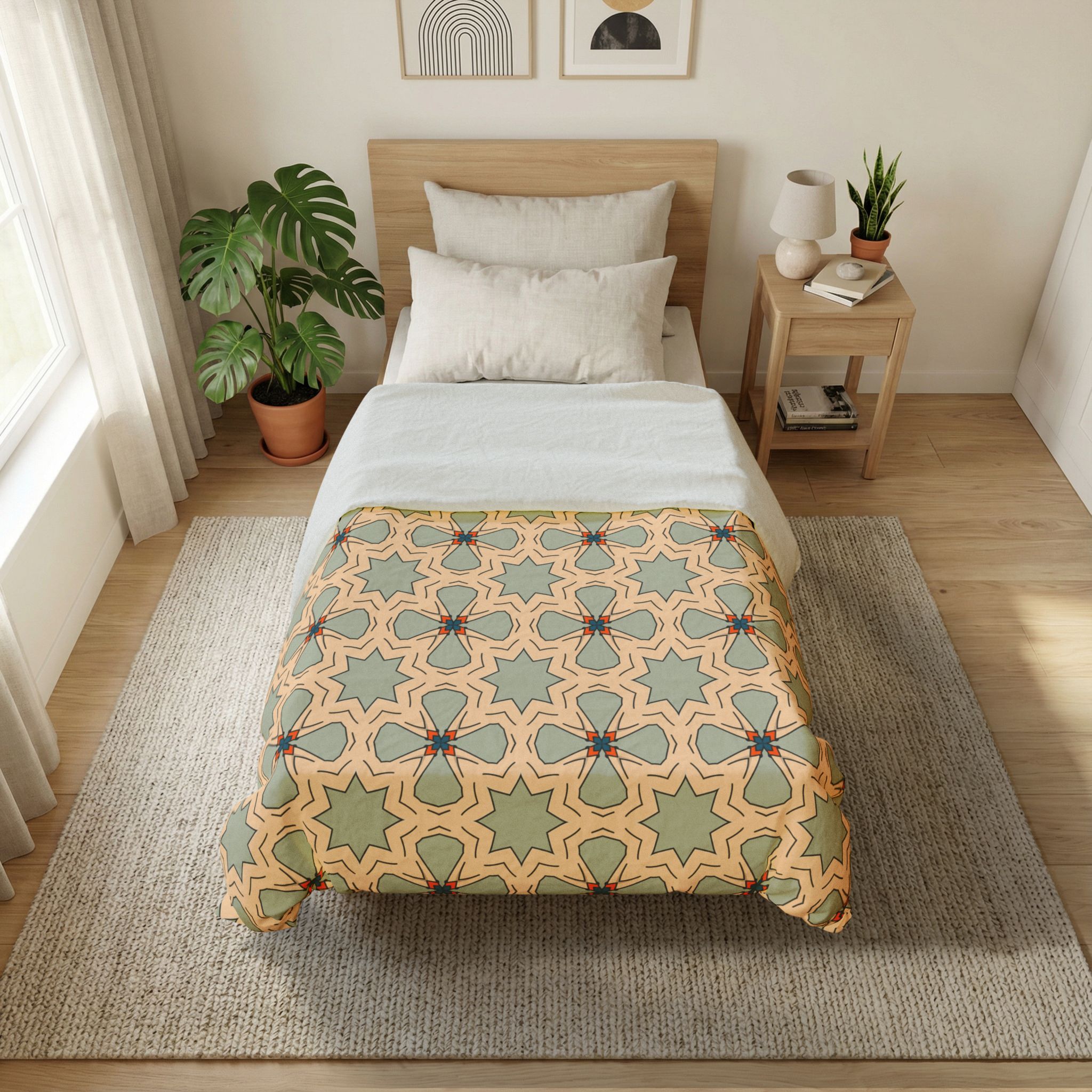 Geometric Boho Pattern Cotton Duvet Cover - Image 4