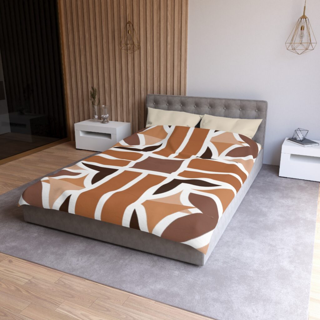 Geometric Brown Abstract Microfiber Duvet Cover