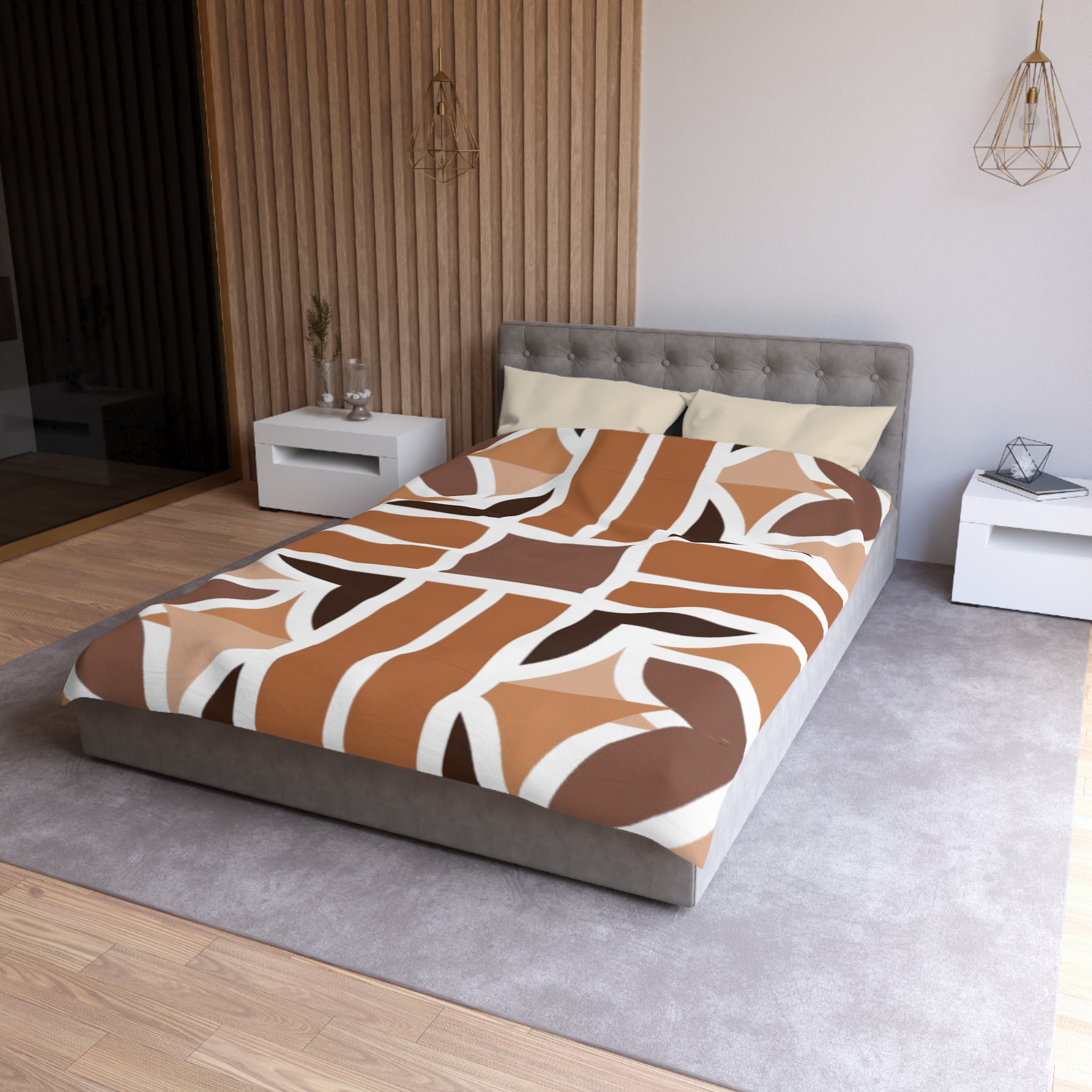 Geometric Brown Abstract Microfiber Duvet Cover
