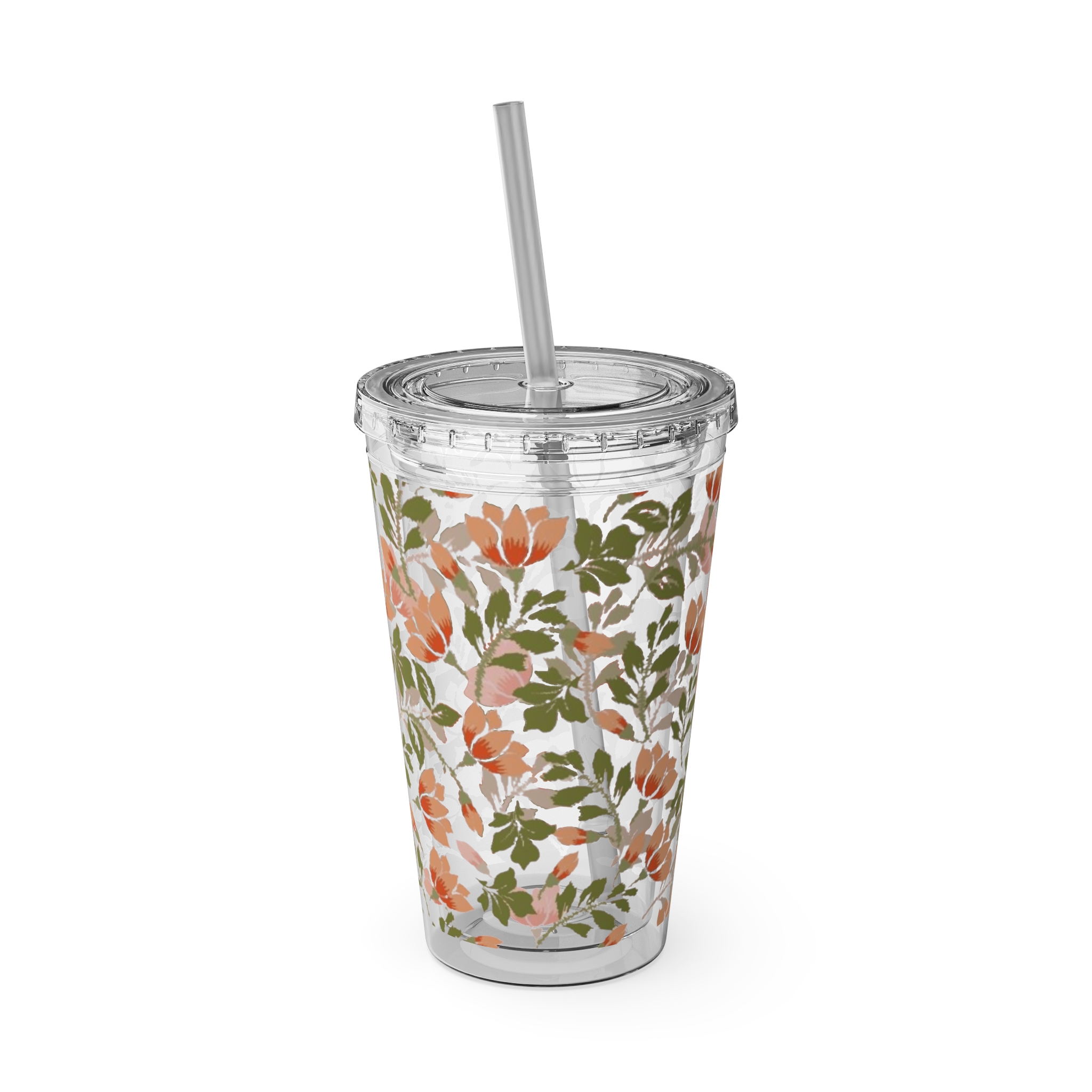 Floral Tumbler with Straw, 16oz - Image 2
