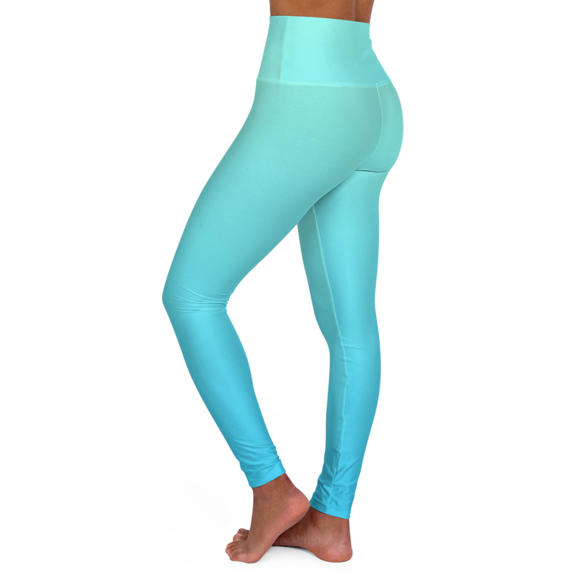 Turquoise High-Waisted Yoga Leggings - Image 4