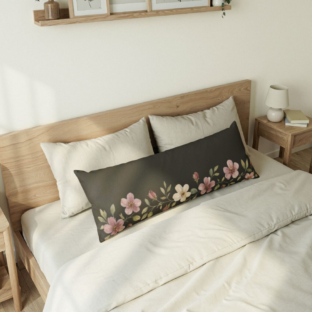 Black Floral Body Pillow