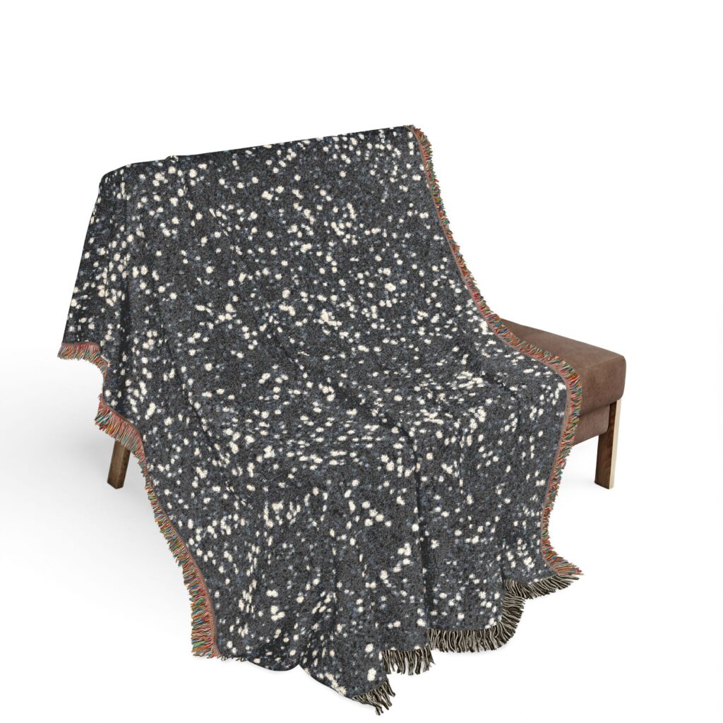 Black and White Speckled Woven Blanket