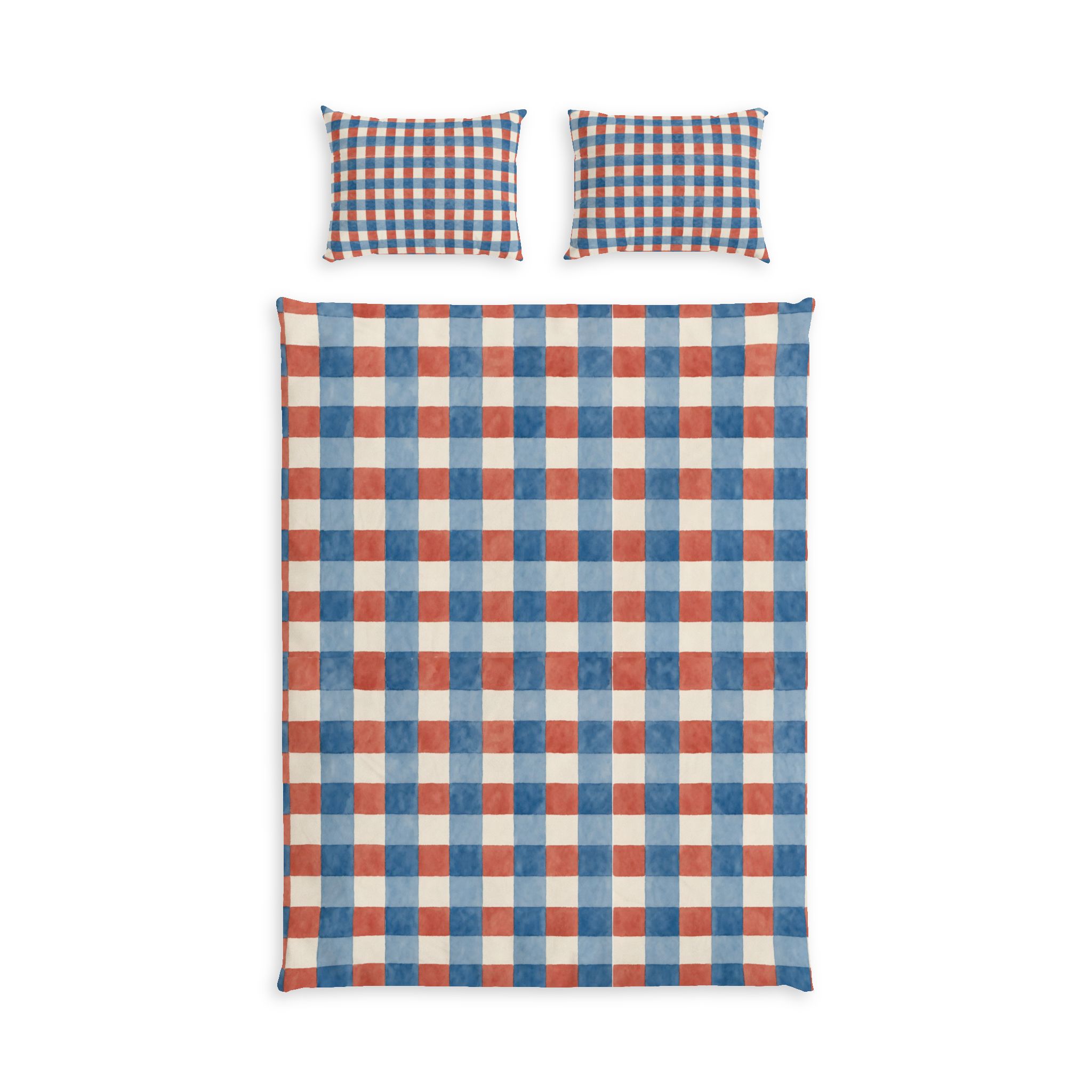Red, White & Blue Gingham Cotton Bed Set - Image 2