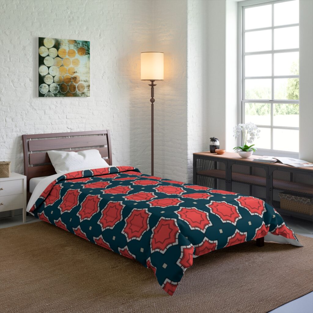 Red Moroccan Tile Pattern Comforter