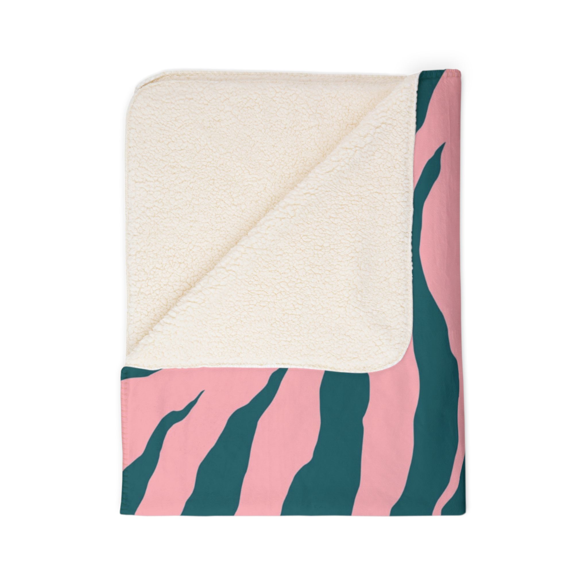 Pink Teal Zebra Print Sherpa Blanket — Cozy Fleece Throw for Home, Dorm & Gifts - Image 19