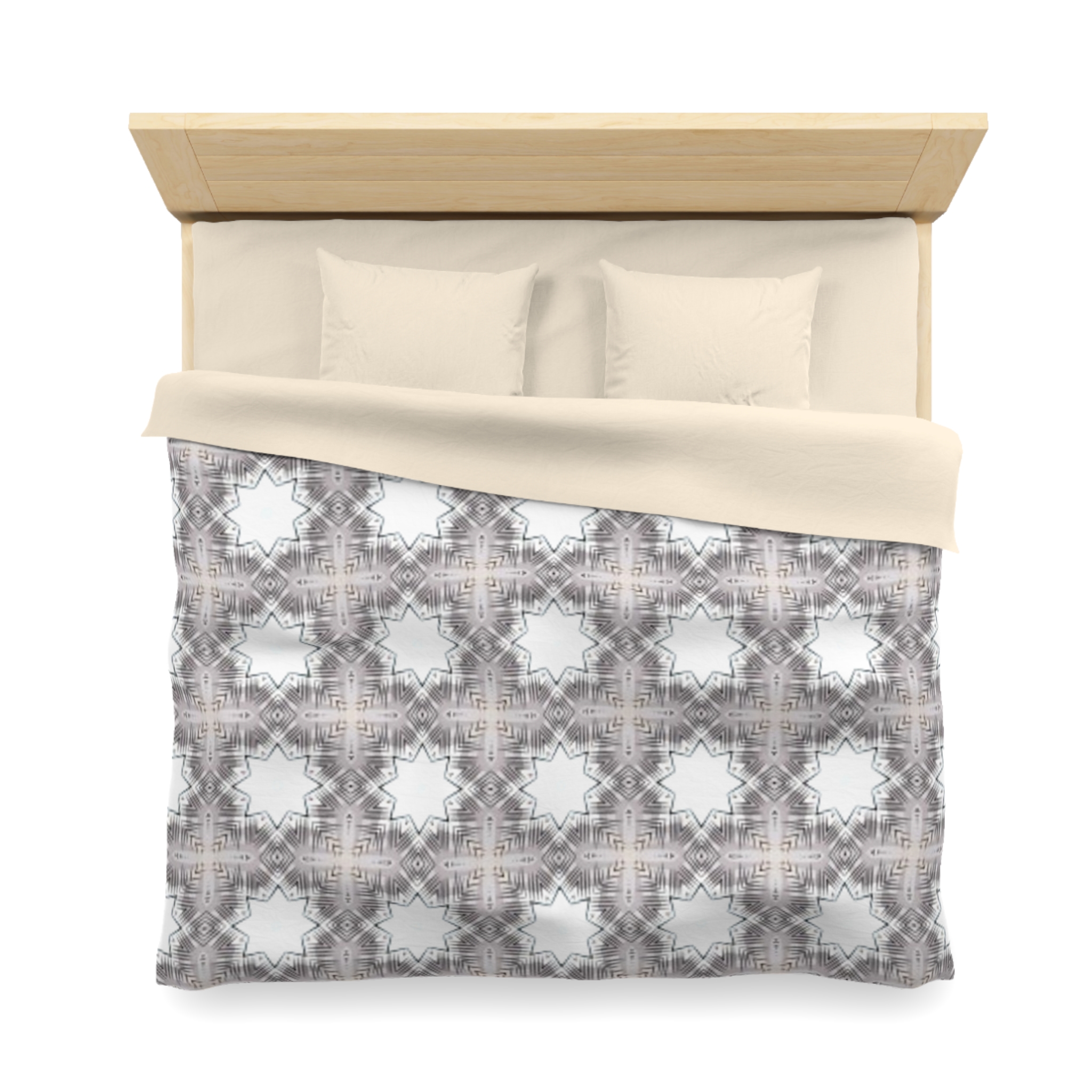 Gray Geometric Moroccan Star Microfiber Duvet Cover - Image 14