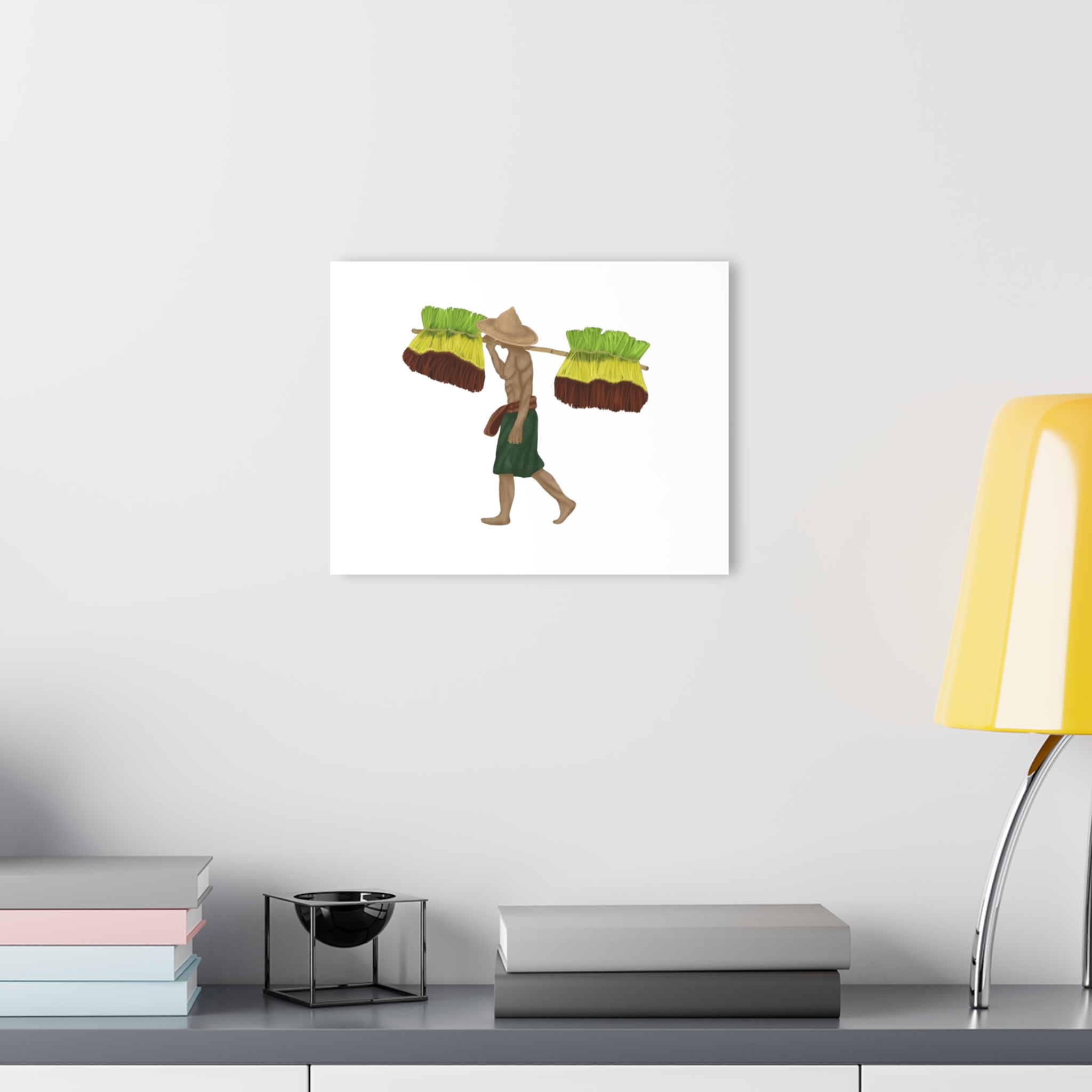 Acrylic Print – Market Vendor Carrying Brooms (French Cleat Wall Art) - Image 8