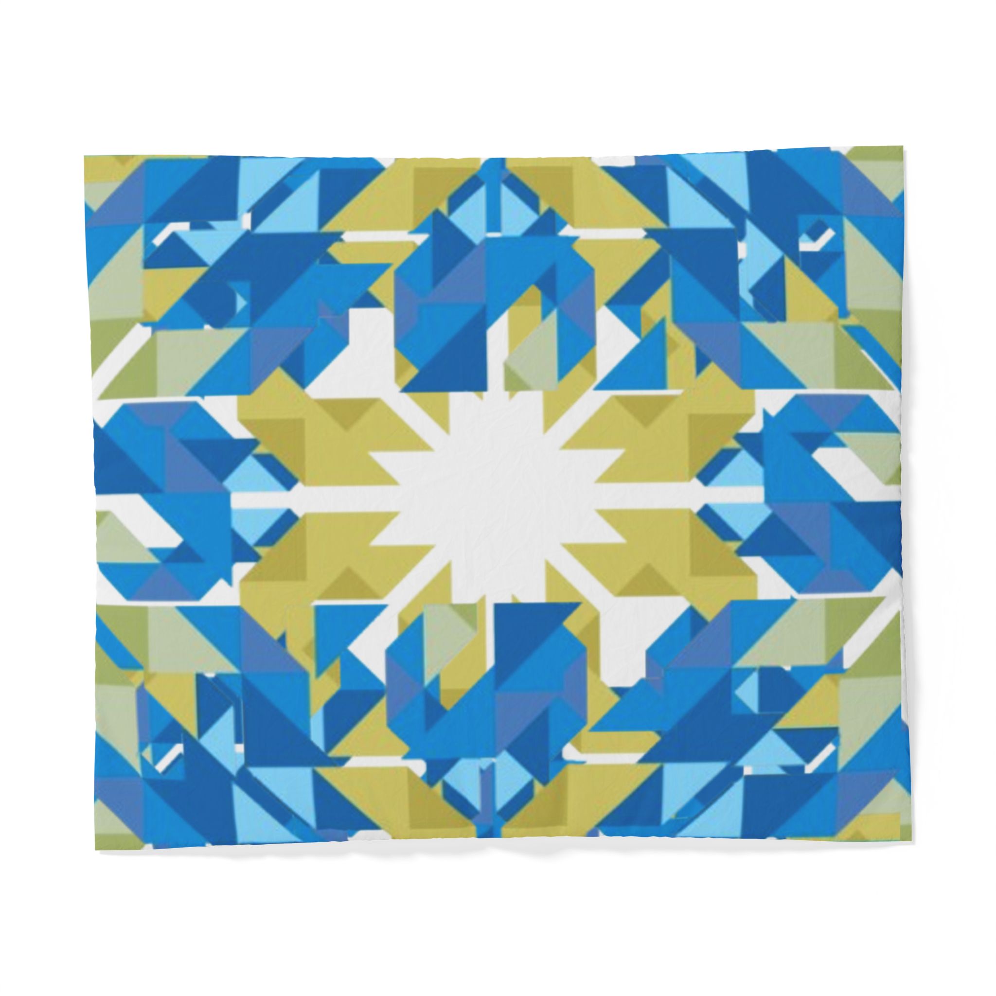 Blue and Green Geometric Mandala Cotton Duvet Cover - Image 7