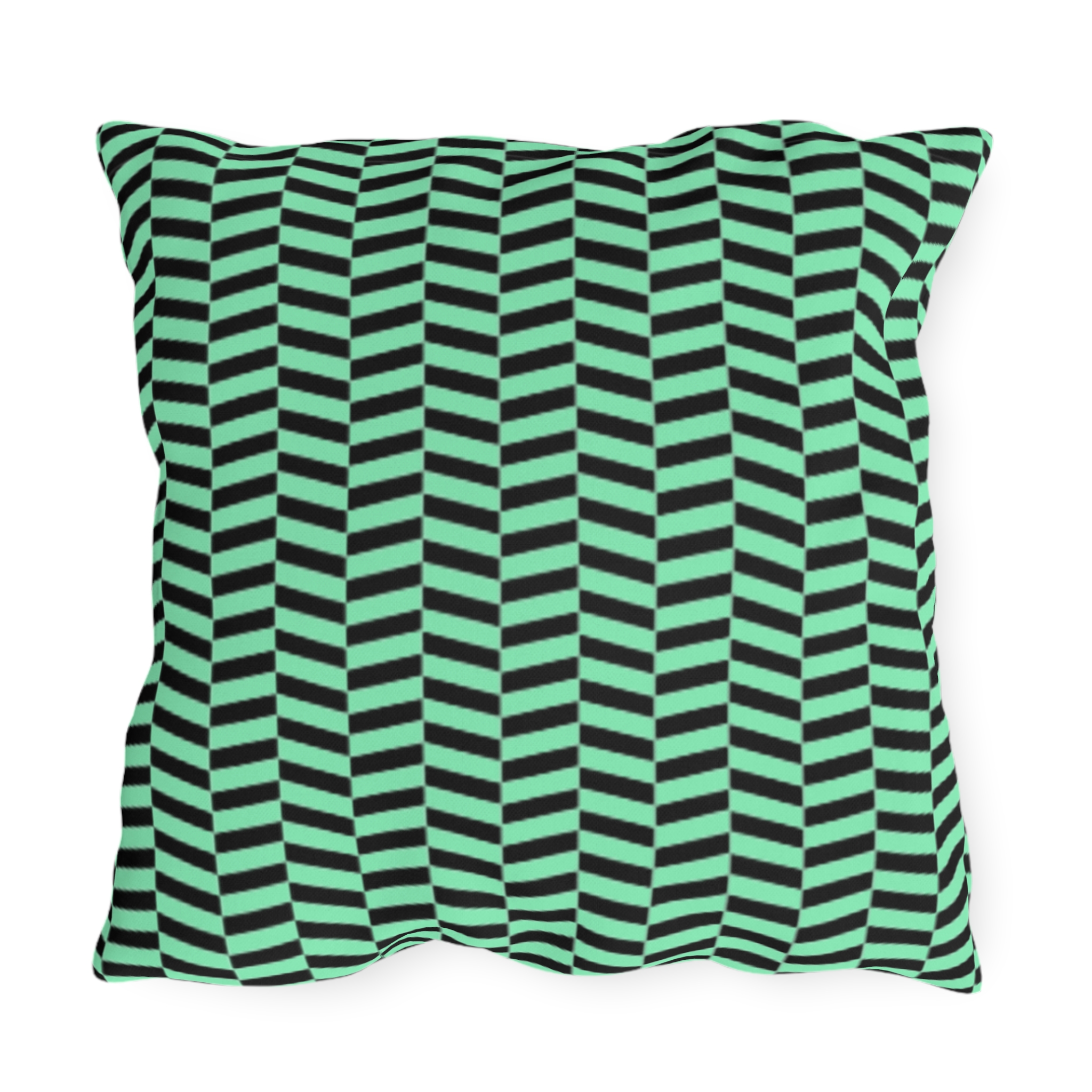 Outdoor Pillow – Mint Green and Black Geometric Wave Pattern - Image 10