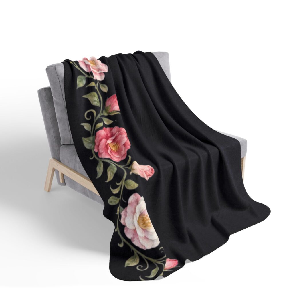 Vintage Floral Fleece Sherpa Blanket
