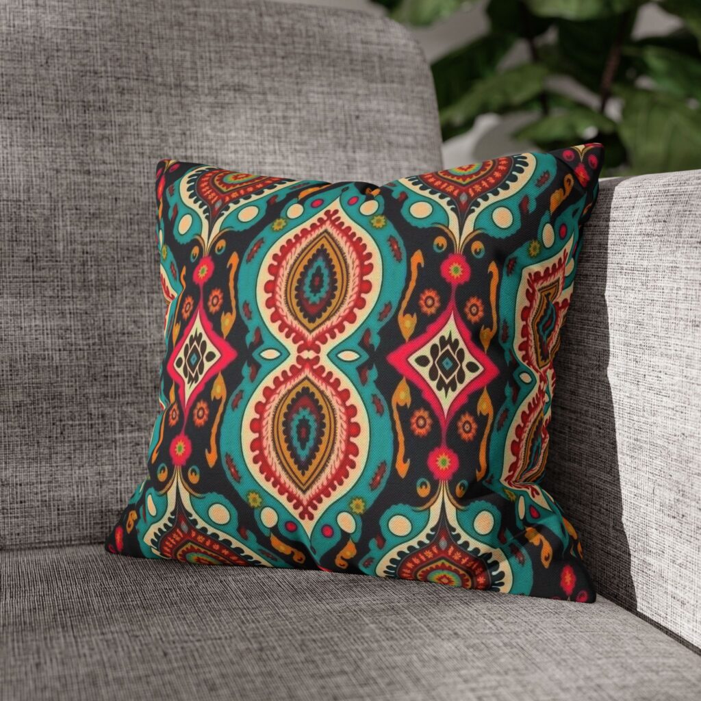 Bohemian Geometric Mandala Square Pillowcase