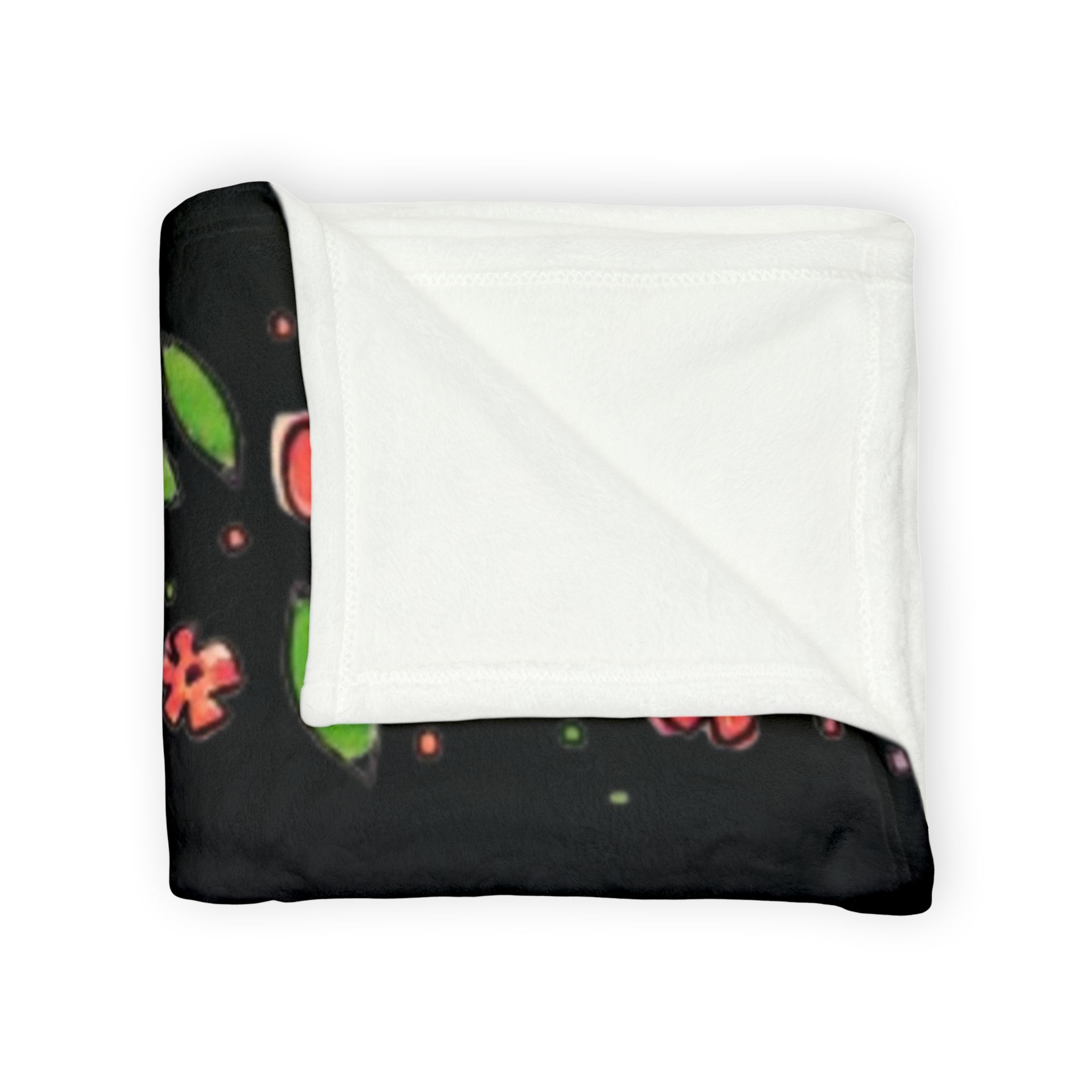 Floral Border Soft Polyester Blanket — Black Red Blossom Throw - Image 11