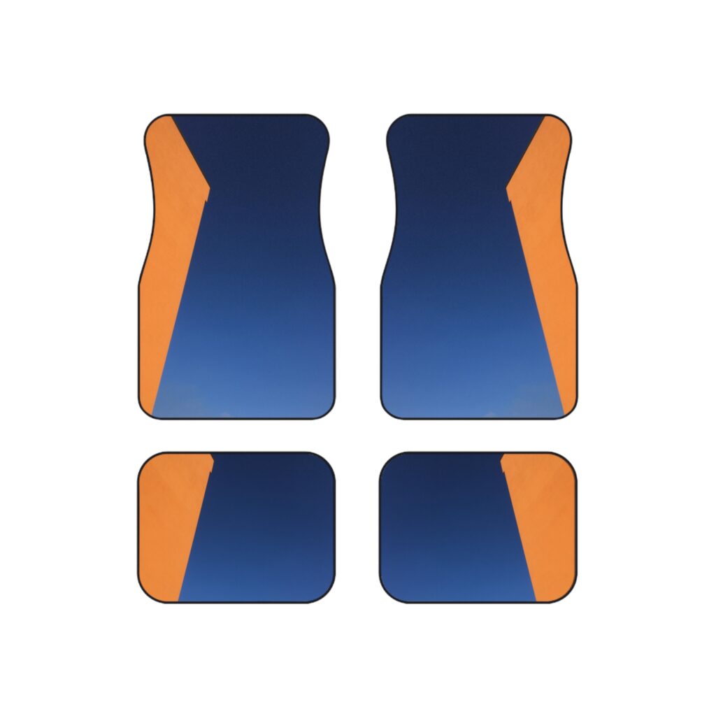 Navy Blue & Orange Geometric Car Mats Set of 4