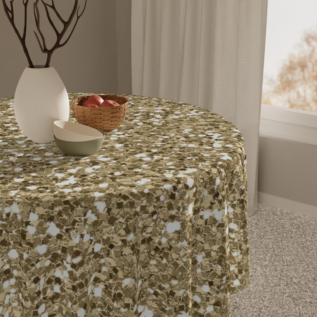 Gold Glitter Party Tablecloth — Sparkling Sequin Print Table Cover for Weddings, New Year & Holiday Tables