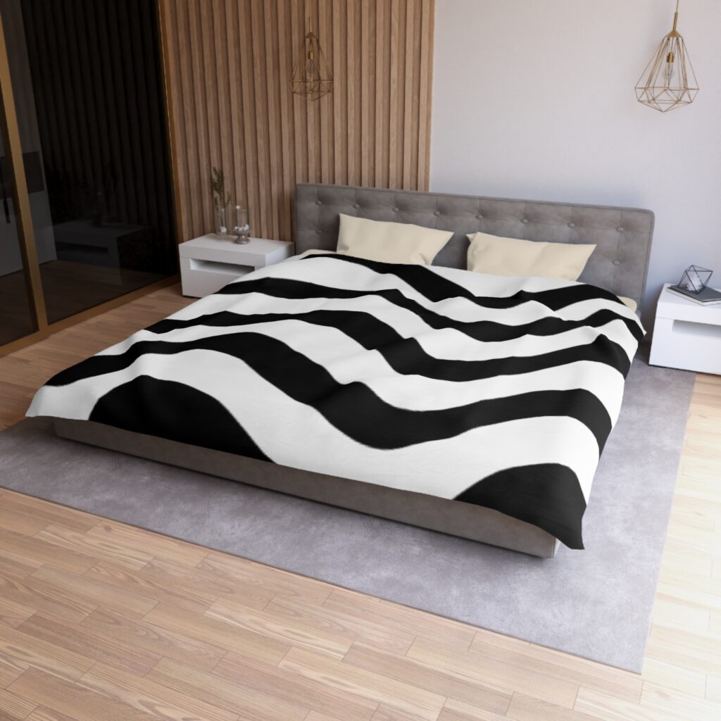 Black and White Wavy Stripe Microfiber Duvet Cover
