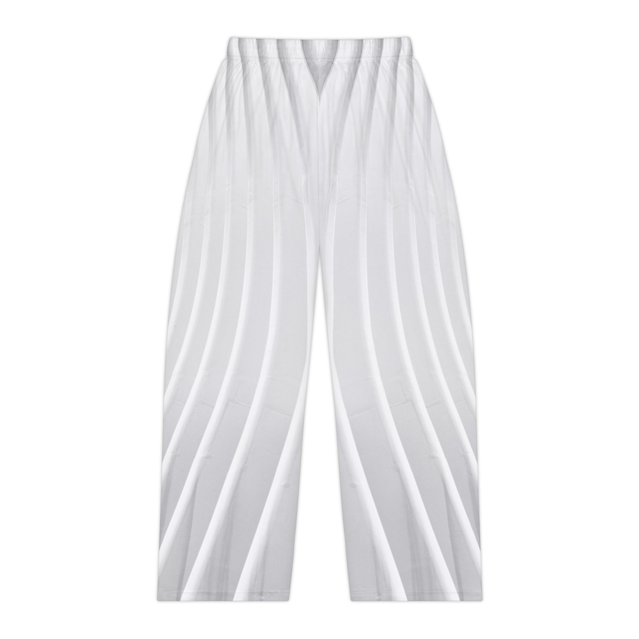Geometric Wave Women's Pajama Pants — White Sculpted Pattern Loungewear - Image 3