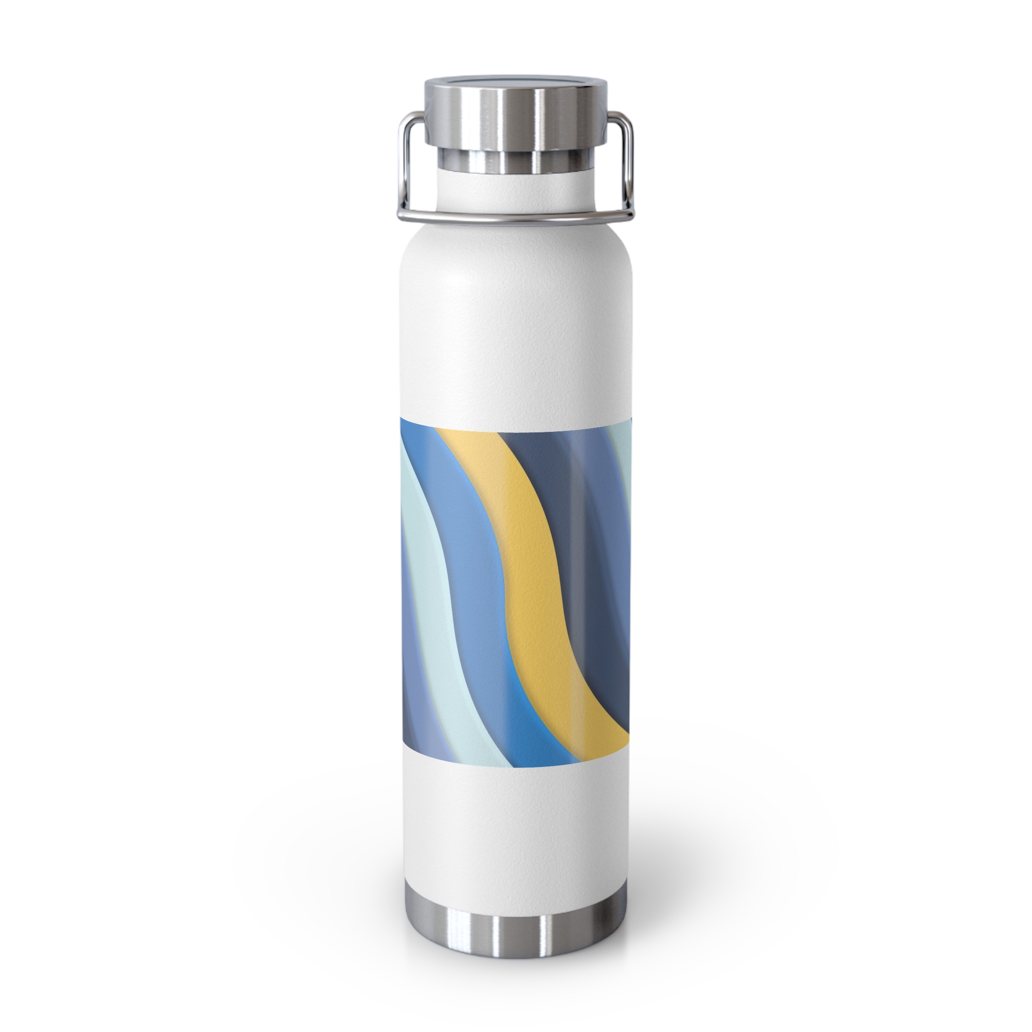 22oz Abstract Blue and Yellow Wave Vacuum Insulated Bottle - Image 2