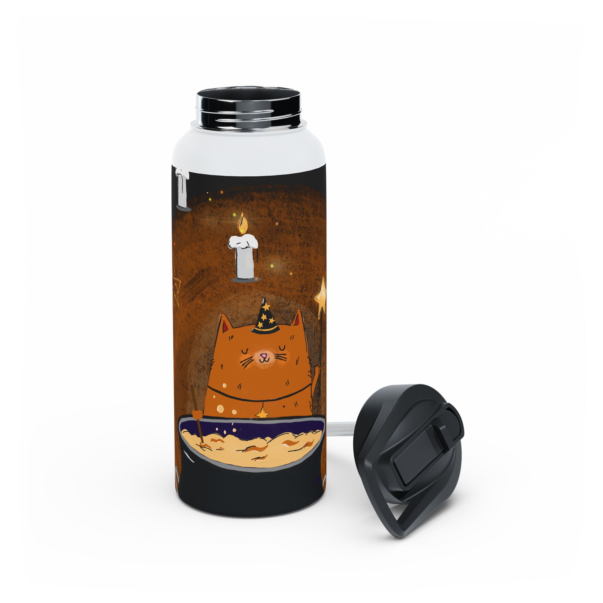 Witch Cat Brewing Potion water bottle | Stainless Steel Bottle - Image 12