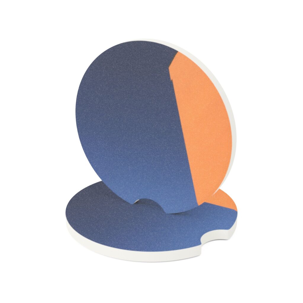 Abstract Navy & Orange Soapstone Car Coaster
