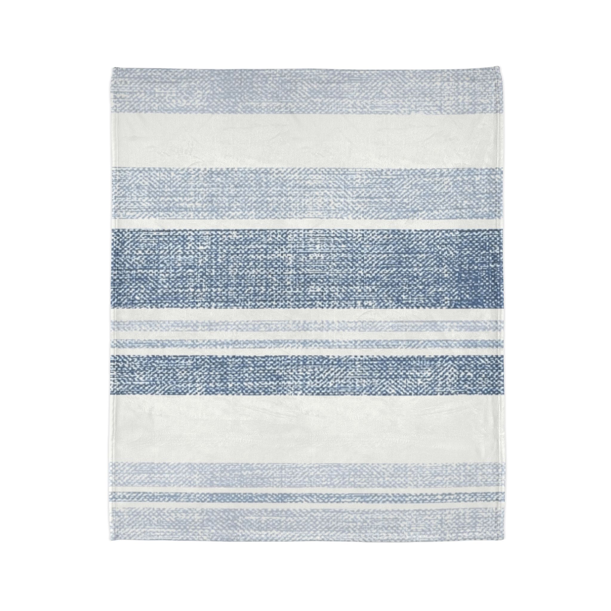 Blue and White Striped Soft Polyester Blanket - Image 7