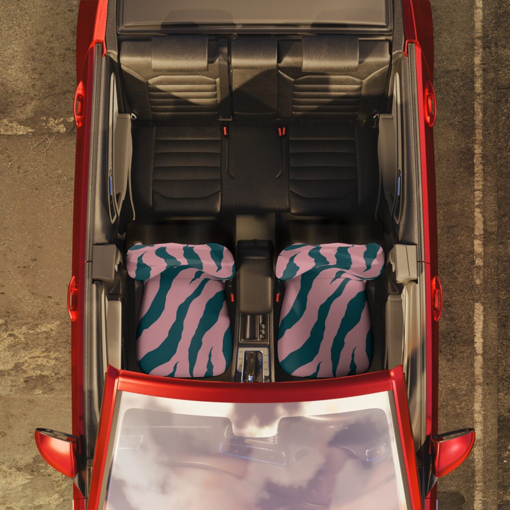 Pink and Teal Tiger Stripe Car Seat Covers