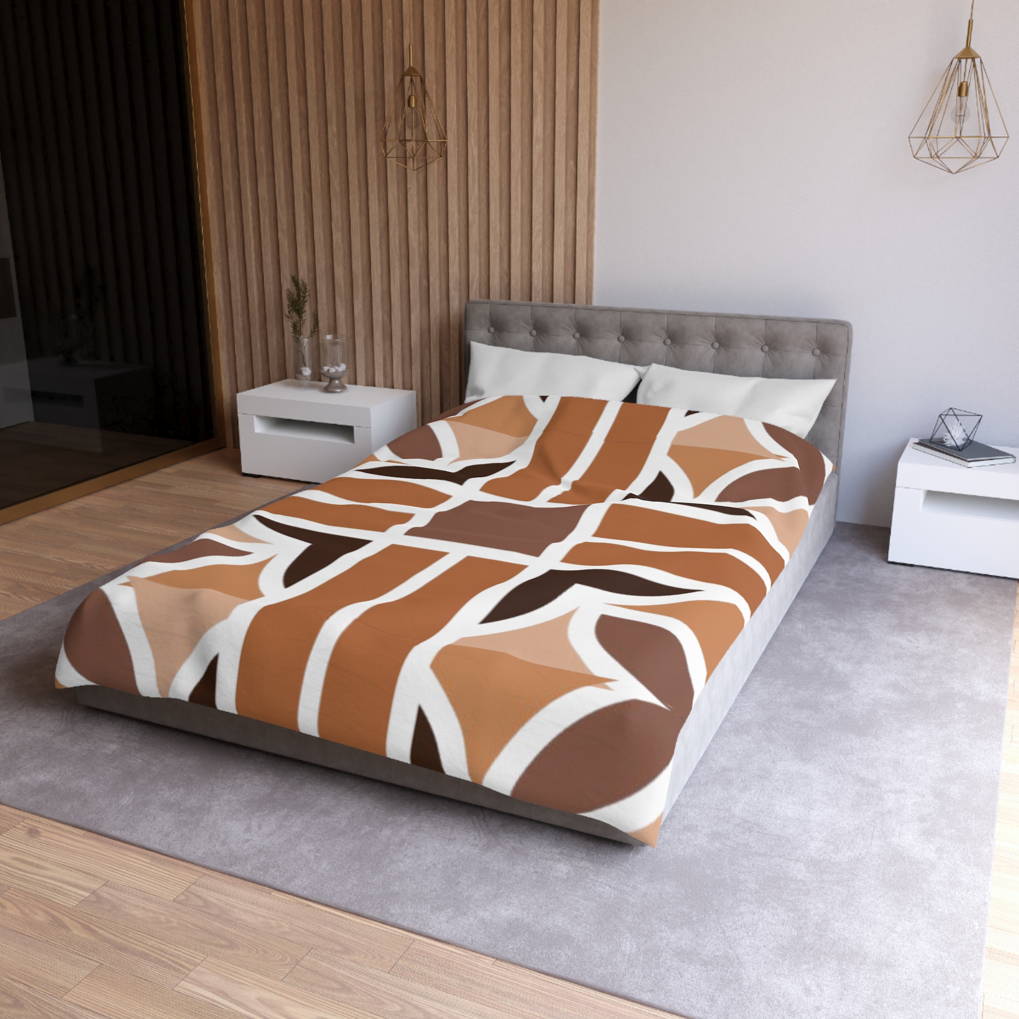 Geometric Brown Abstract Microfiber Duvet Cover - Image 24