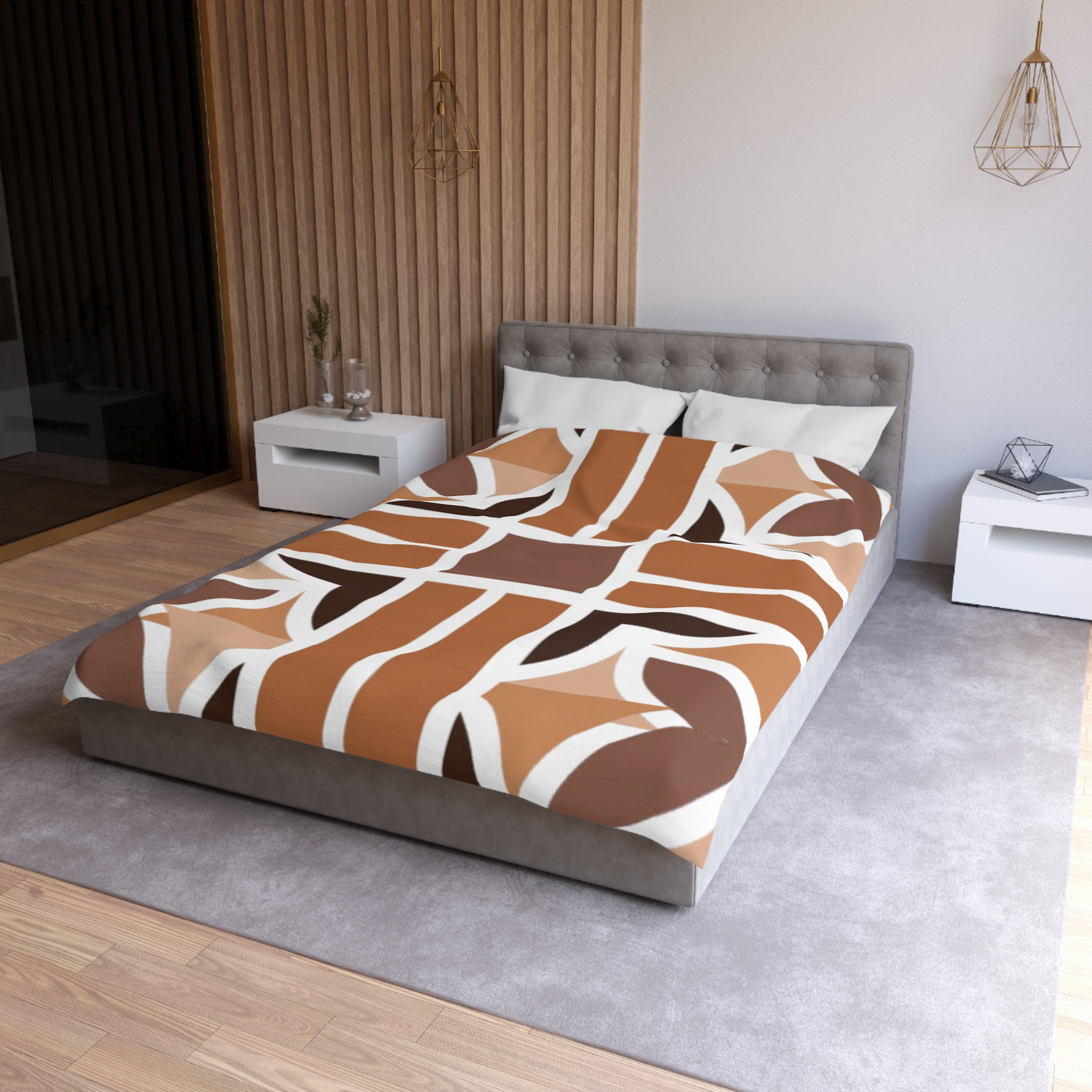Geometric Brown Abstract Microfiber Duvet Cover - Image 9