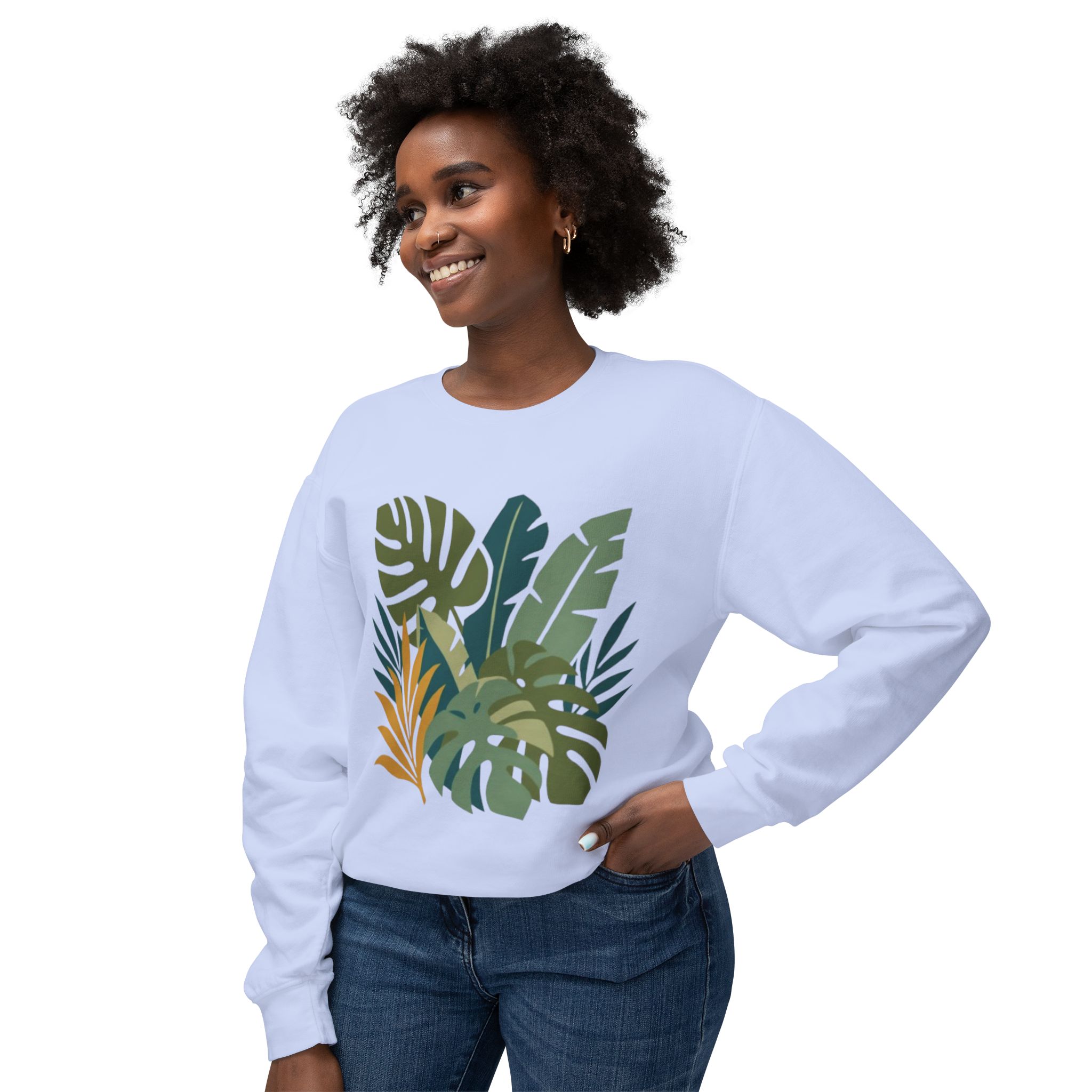 Tropical Leaf Botanical Print Sweatshirt - Image 39