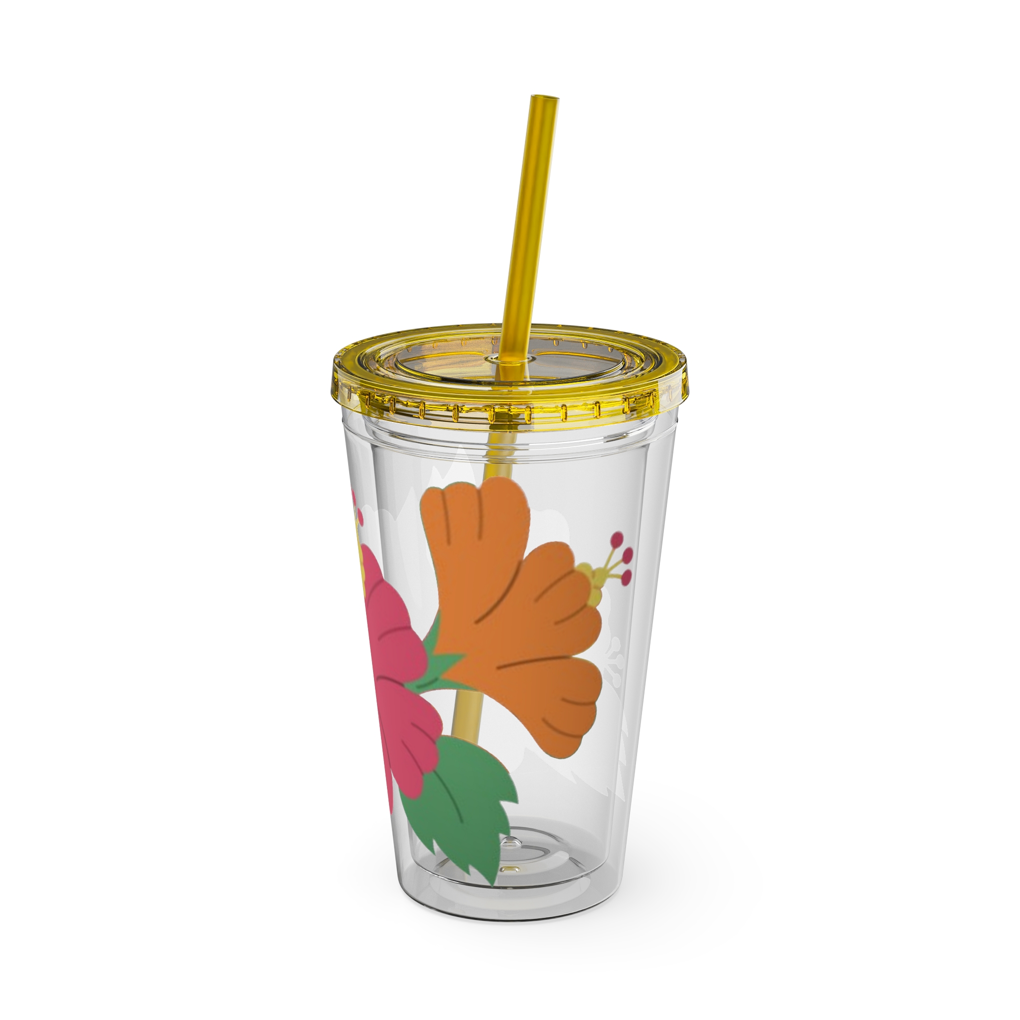 Tropical Hibiscus Sunsplash Tumbler with Straw | 16oz - Image 16