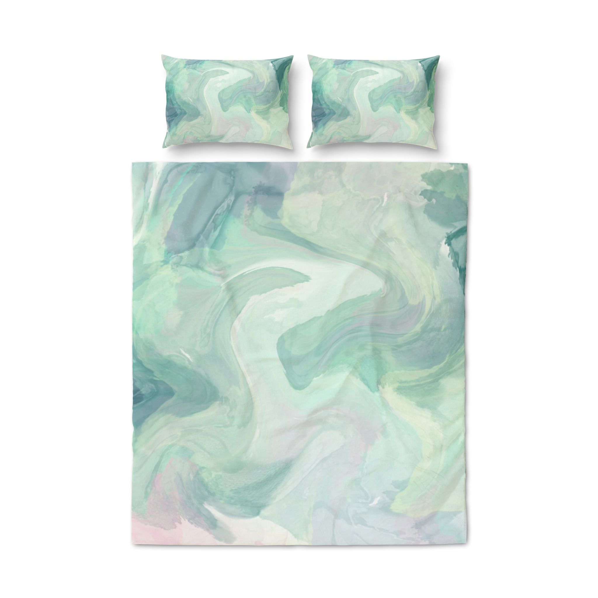 Quilt Cover Set – Pastel Mint Abstract Marble Bedding - Image 3