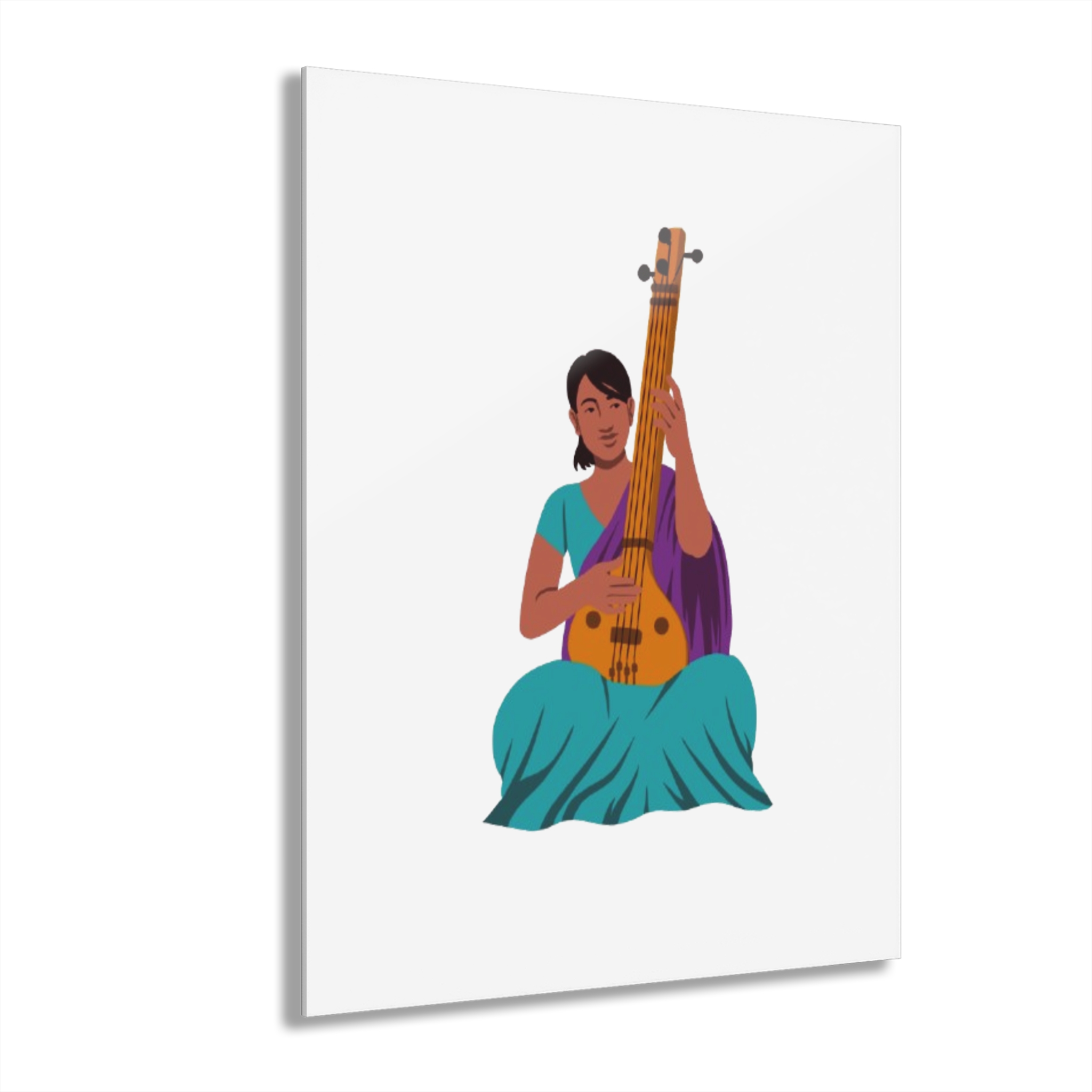 Acrylic Print — Seated Indian Musician Veena Art (French Cleat Hanging) - Image 5