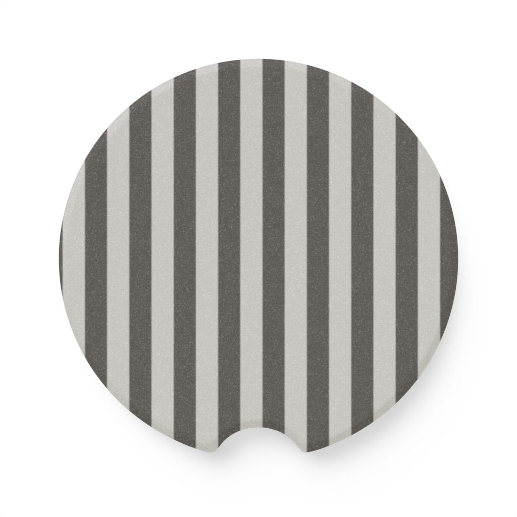 Grey and White Striped Soapstone Car Coaster