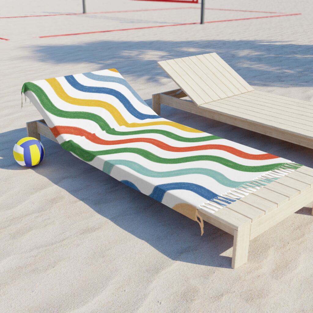 Boho Wavy Stripe Beach Towel — Colorful & Pastel Turkish Fringe Beach Cloth