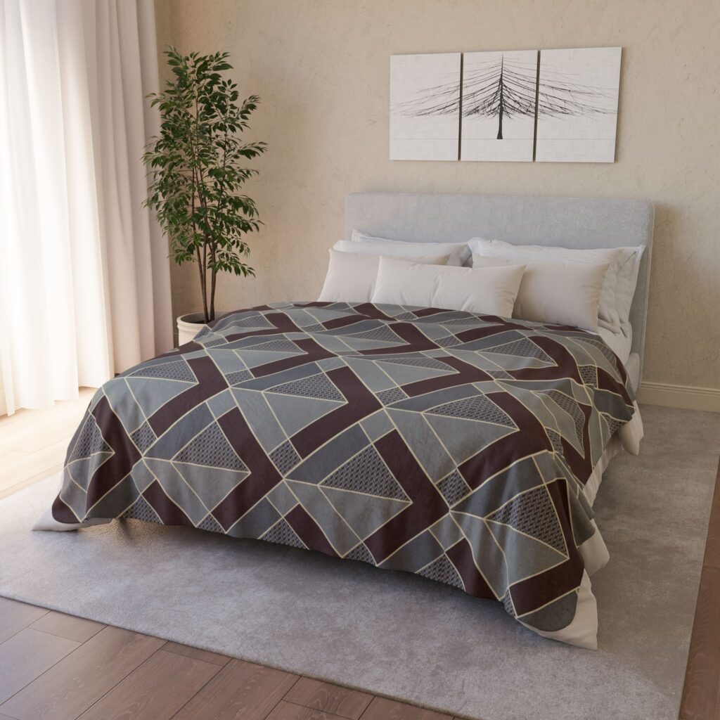 Geometric Art Deco Fleece Sherpa Blanket