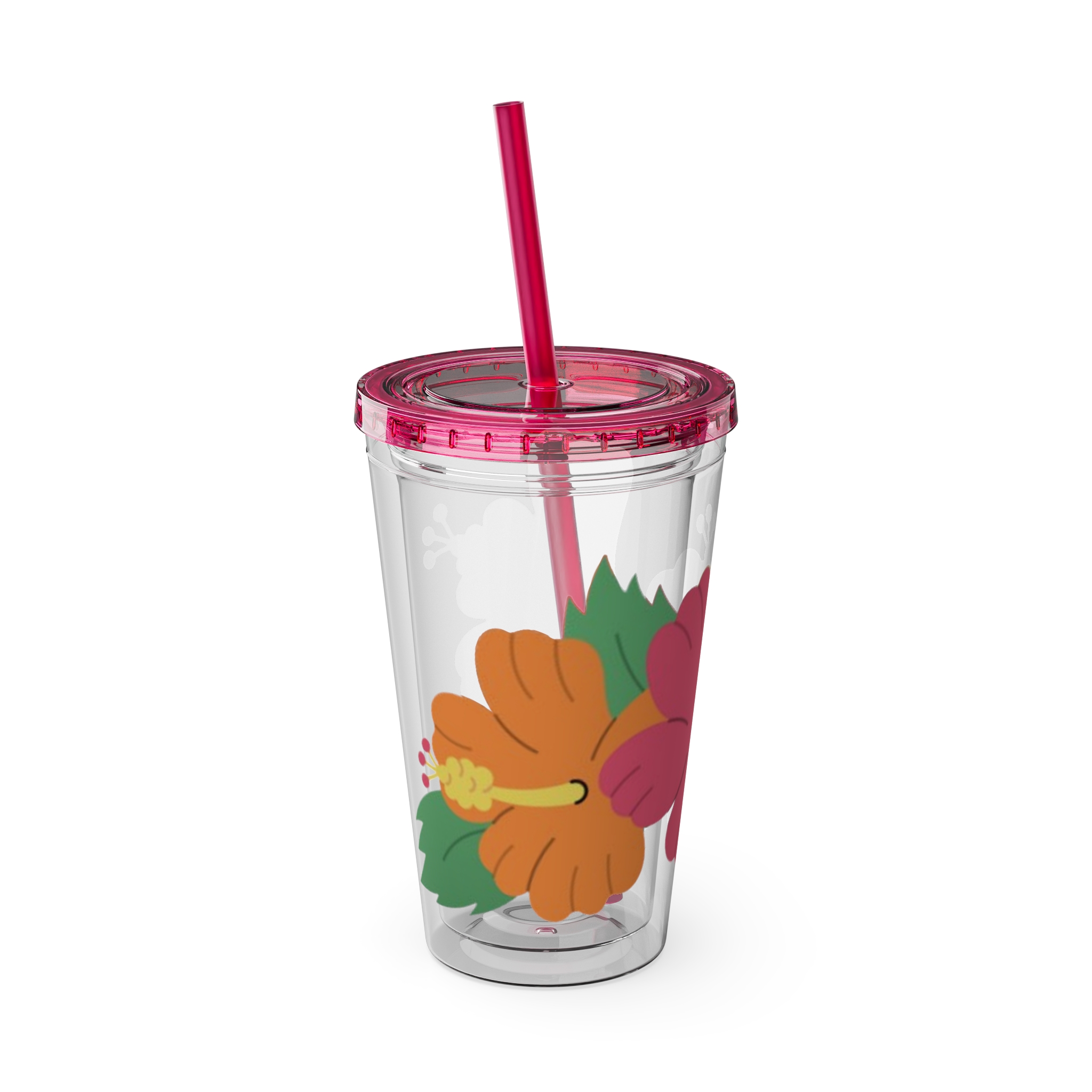 Tropical Hibiscus Sunsplash Tumbler with Straw | 16oz - Image 34