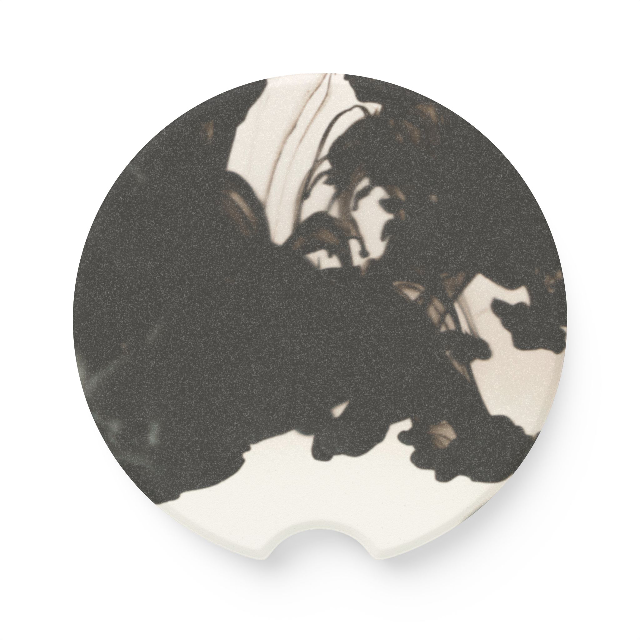 Soapstone Car Coaster with Vintage Black-and-White Portrait Design - Image 2
