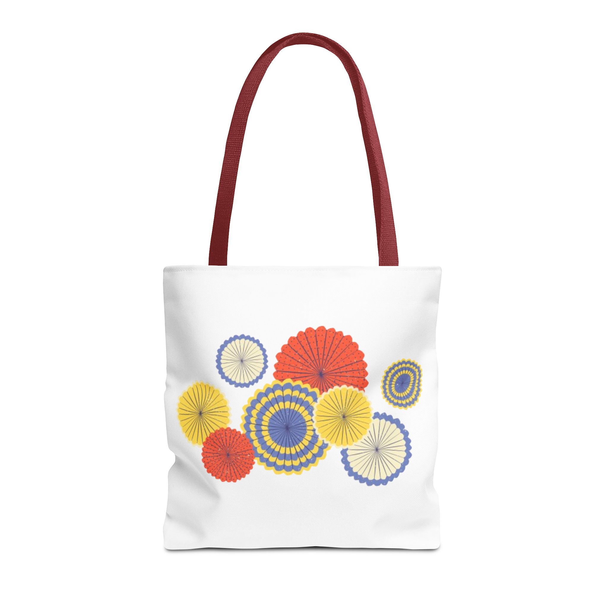Floral Paper Fans Tote Bag — Colorful Retro Sunburst Design - Image 2